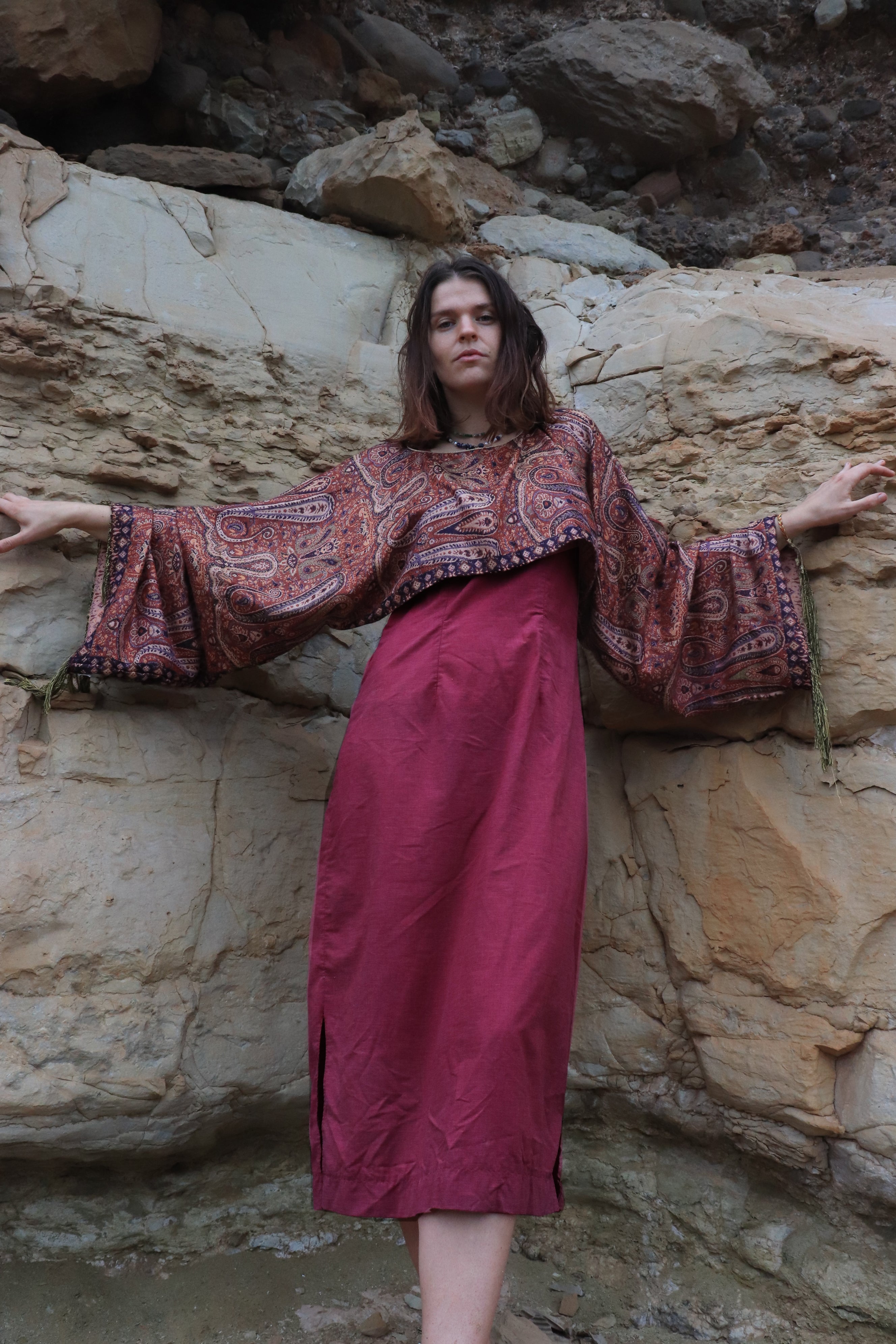 Pattern Red Pashmina top