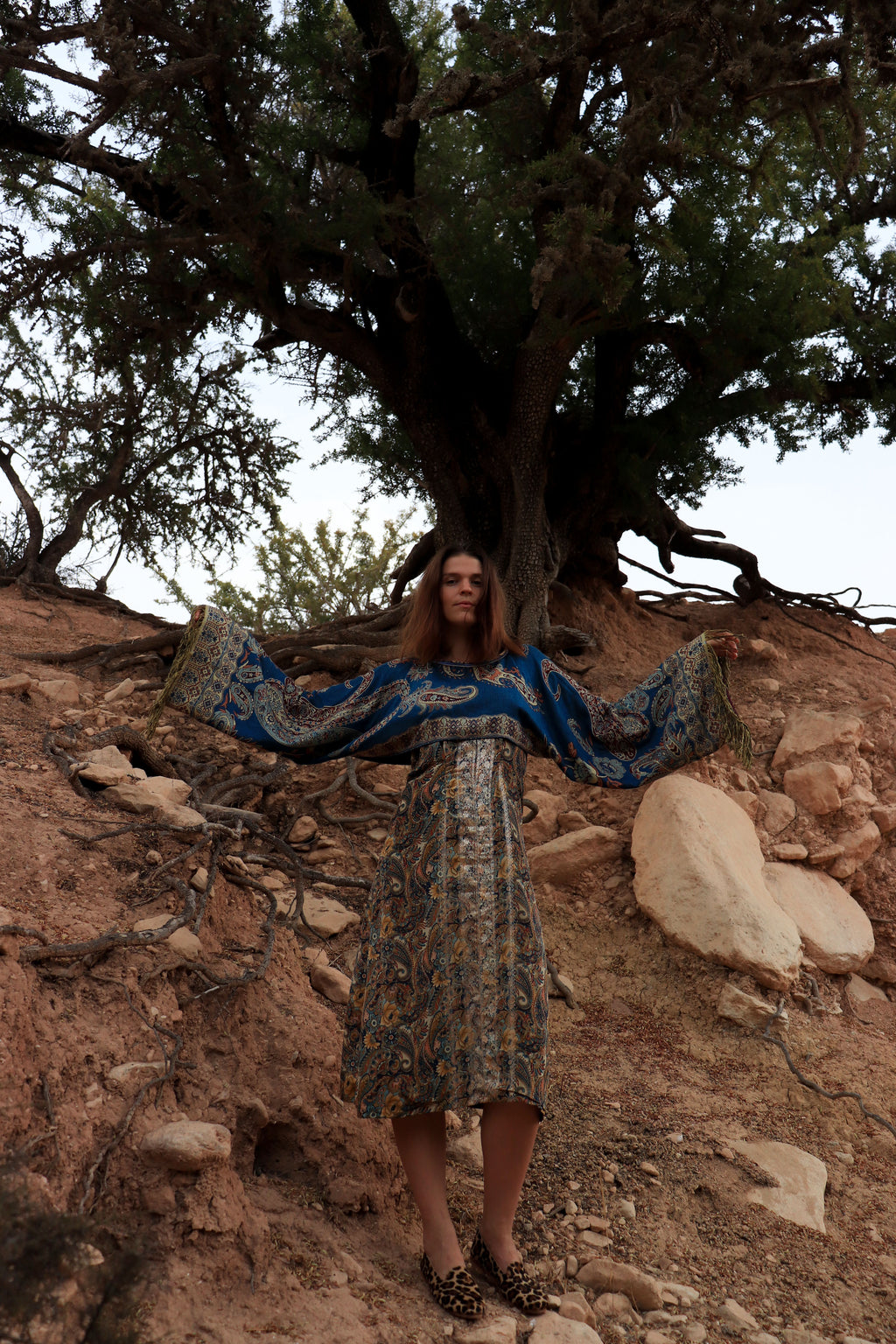 Light Blue and Gold pashmina top