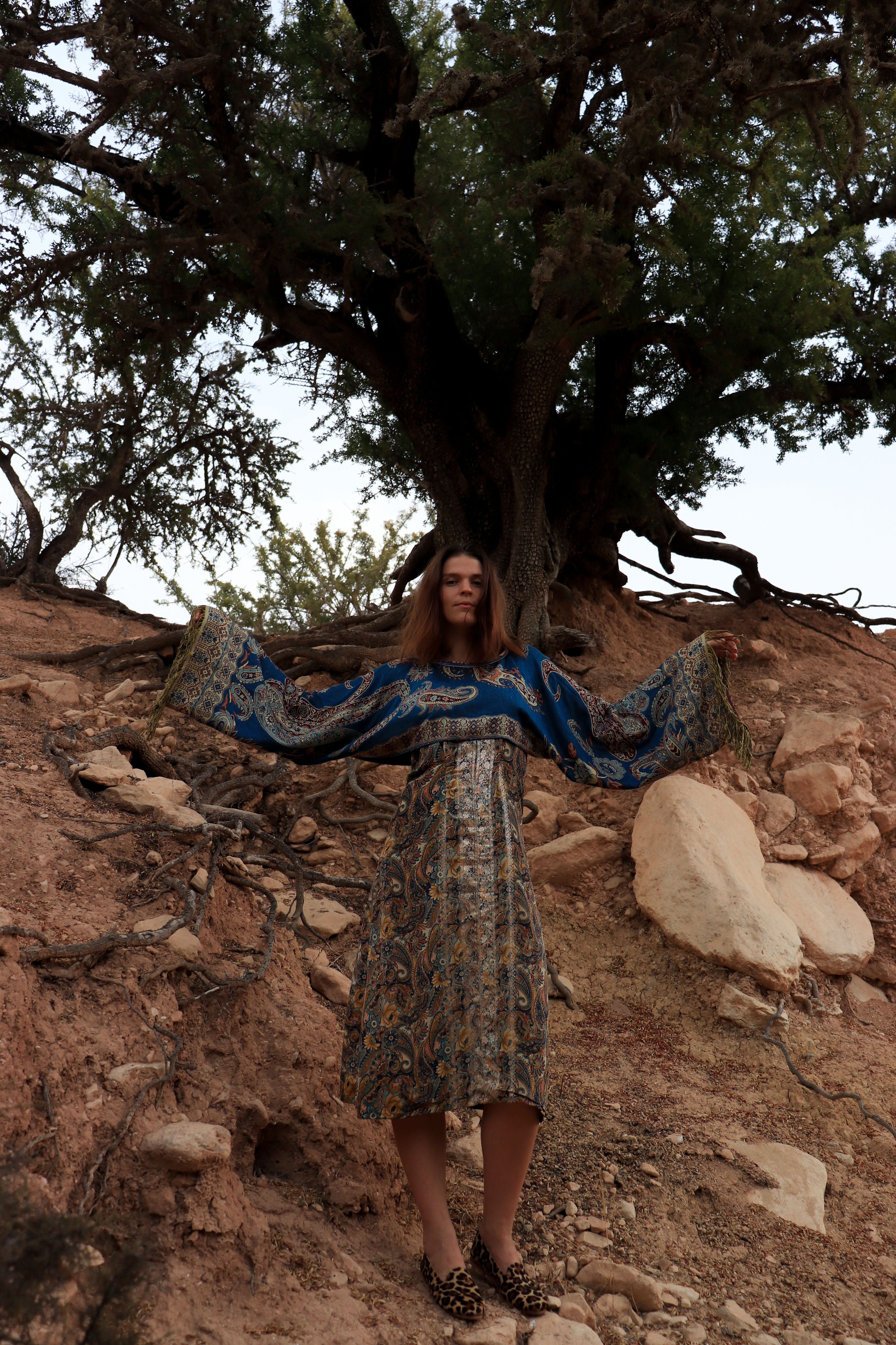 Light Blue and Gold pashmina top