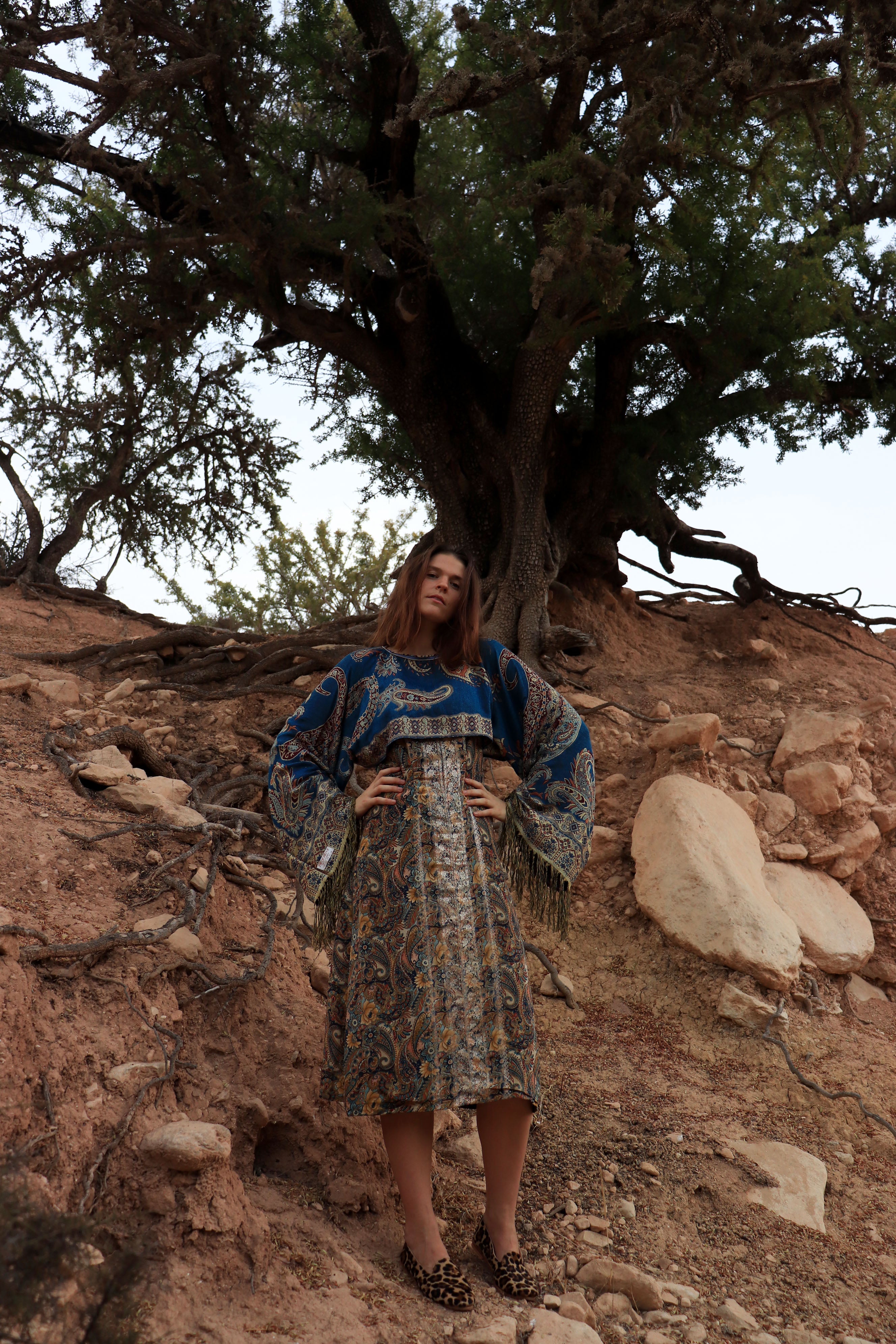 Light Blue and Gold pashmina top
