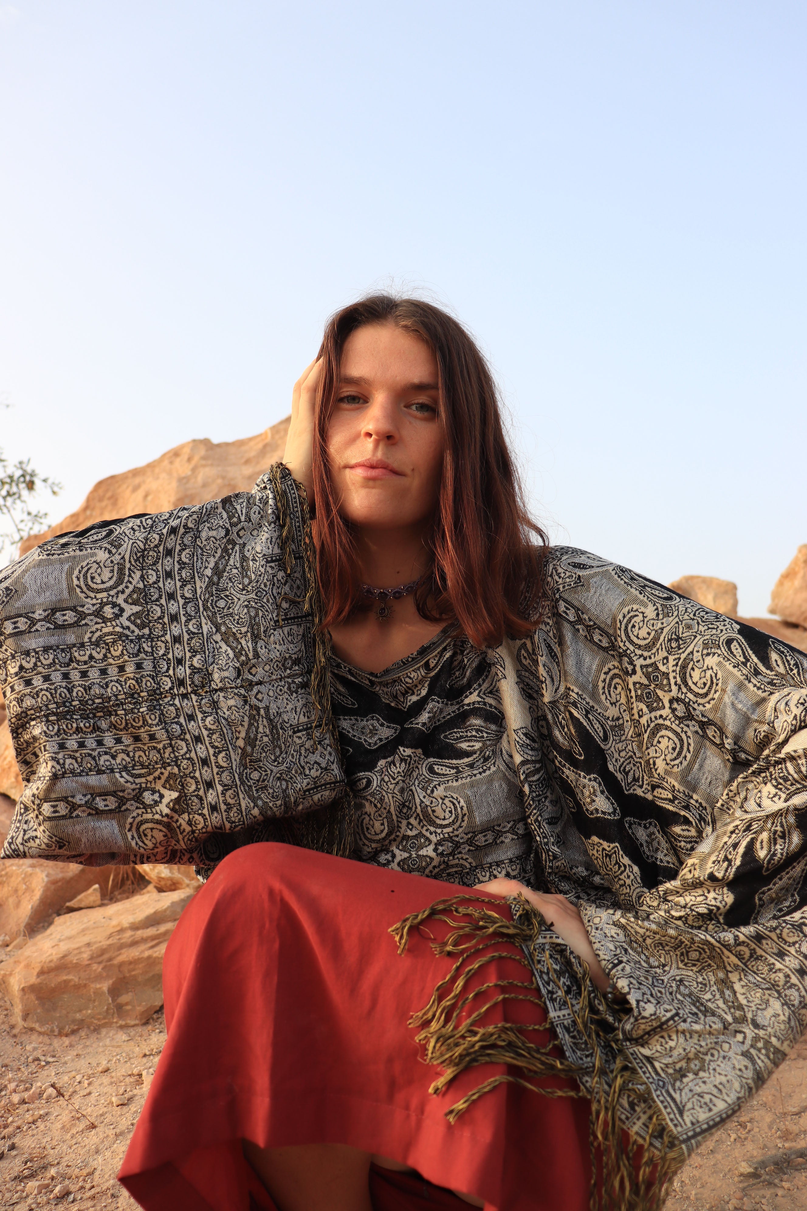 black and gold pashmina top