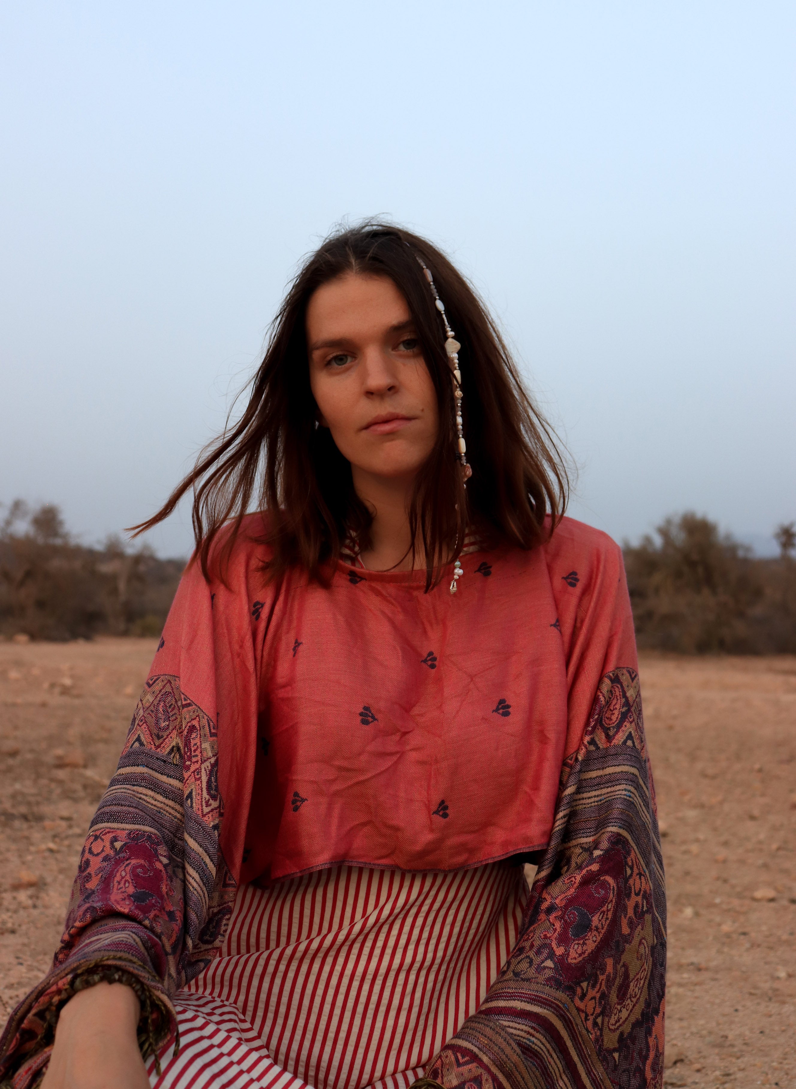 Pink and purple pashmina top