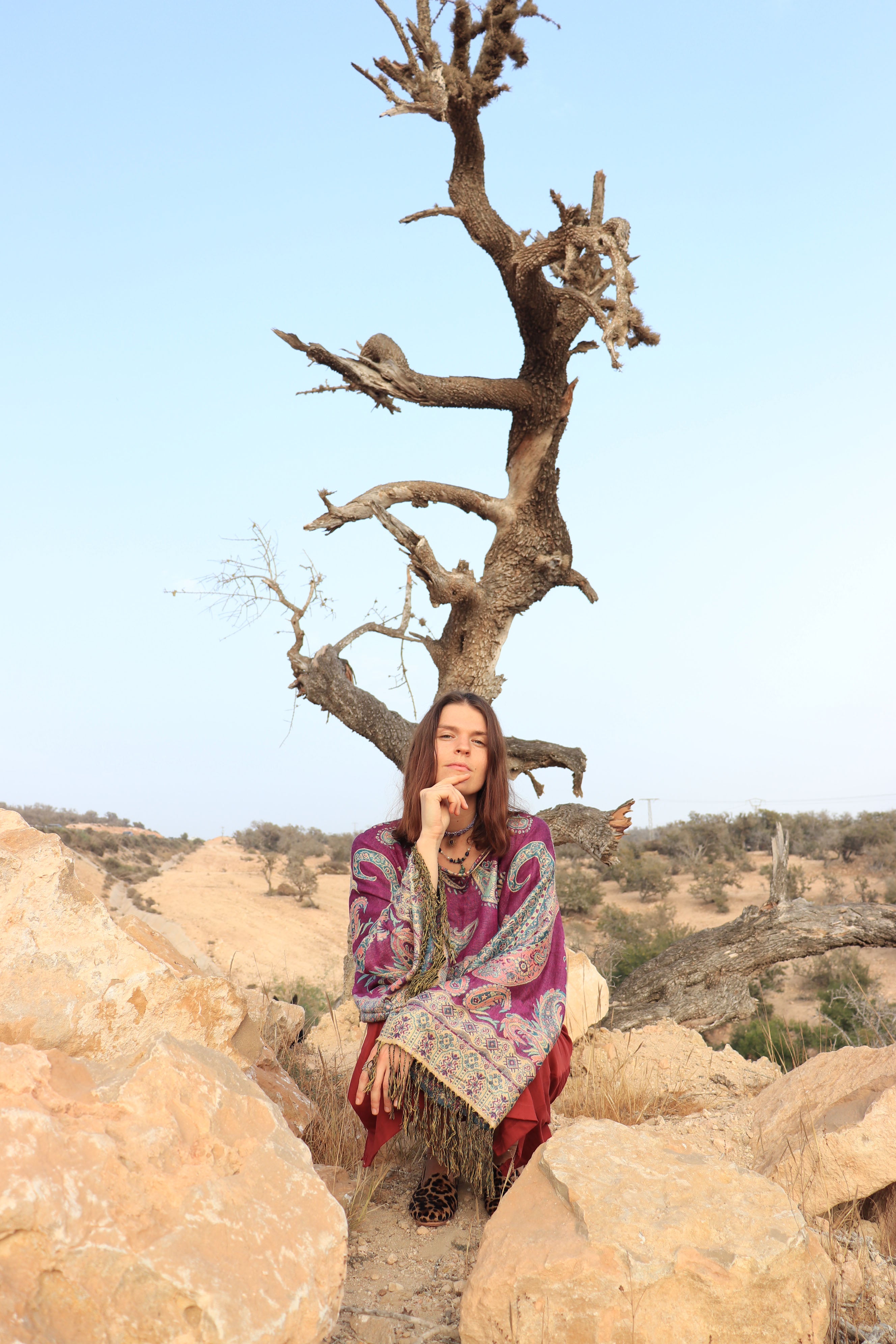 purple and gold pashmina top