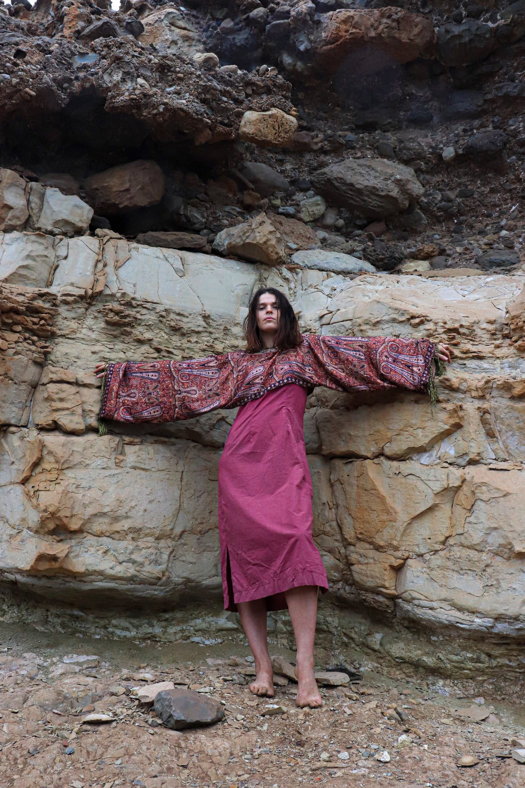 Pattern Red Pashmina top