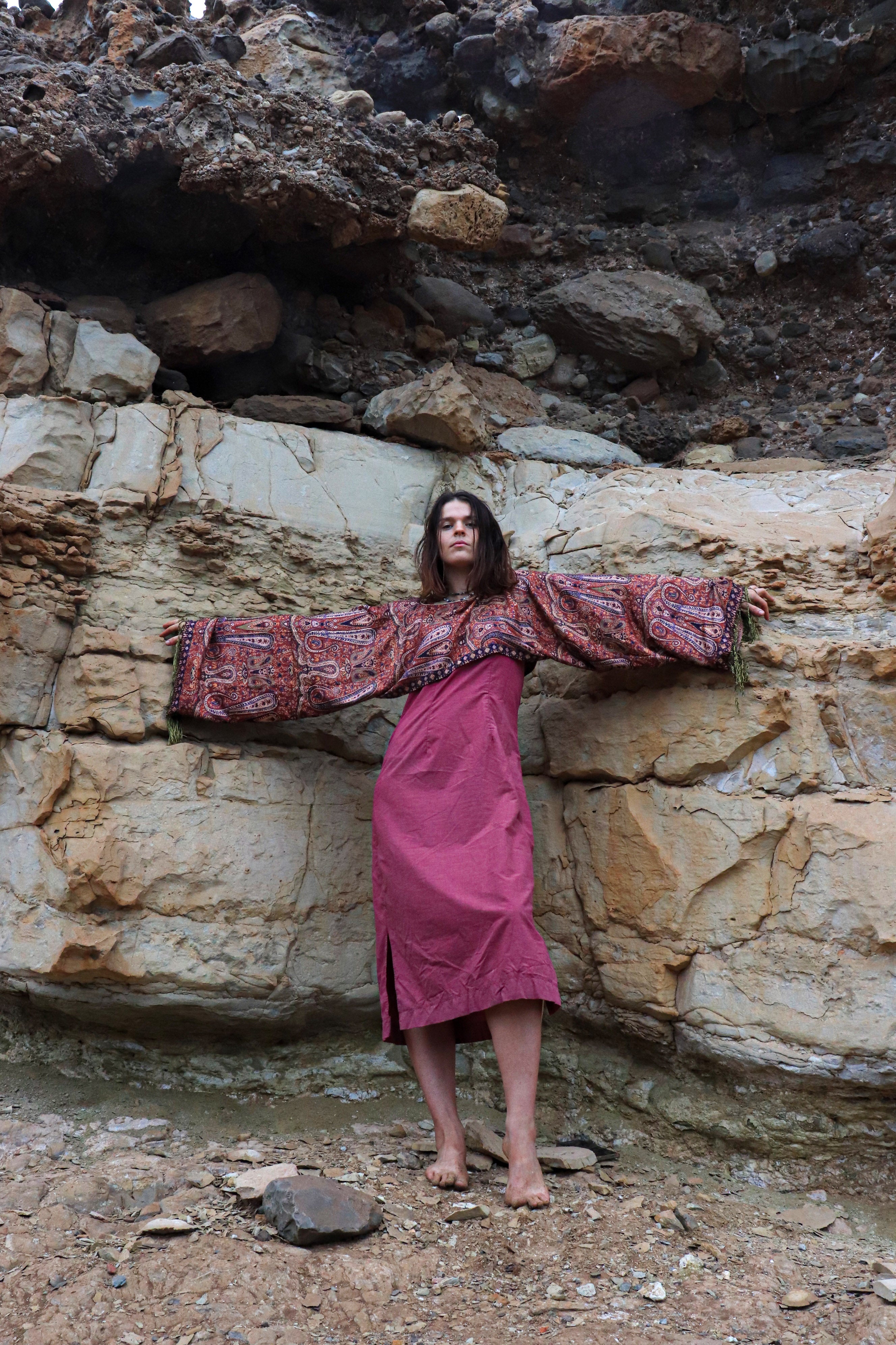Pattern Red Pashmina top